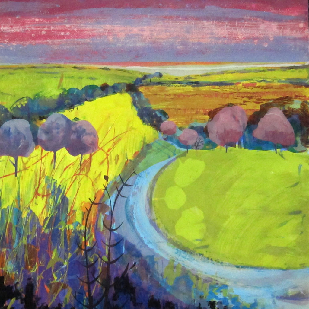 River Blossom Silkscreen Painting Gail Mason