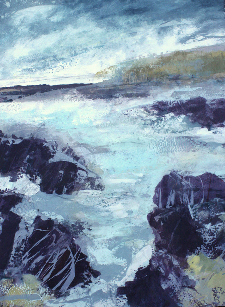 Where he Boulkders Break Silkscreen Painting SOLD Gail Mason