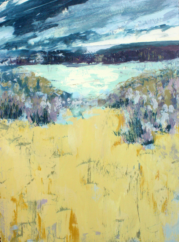 Yellow Field Silkscreen Painting SOLD Gail Mason