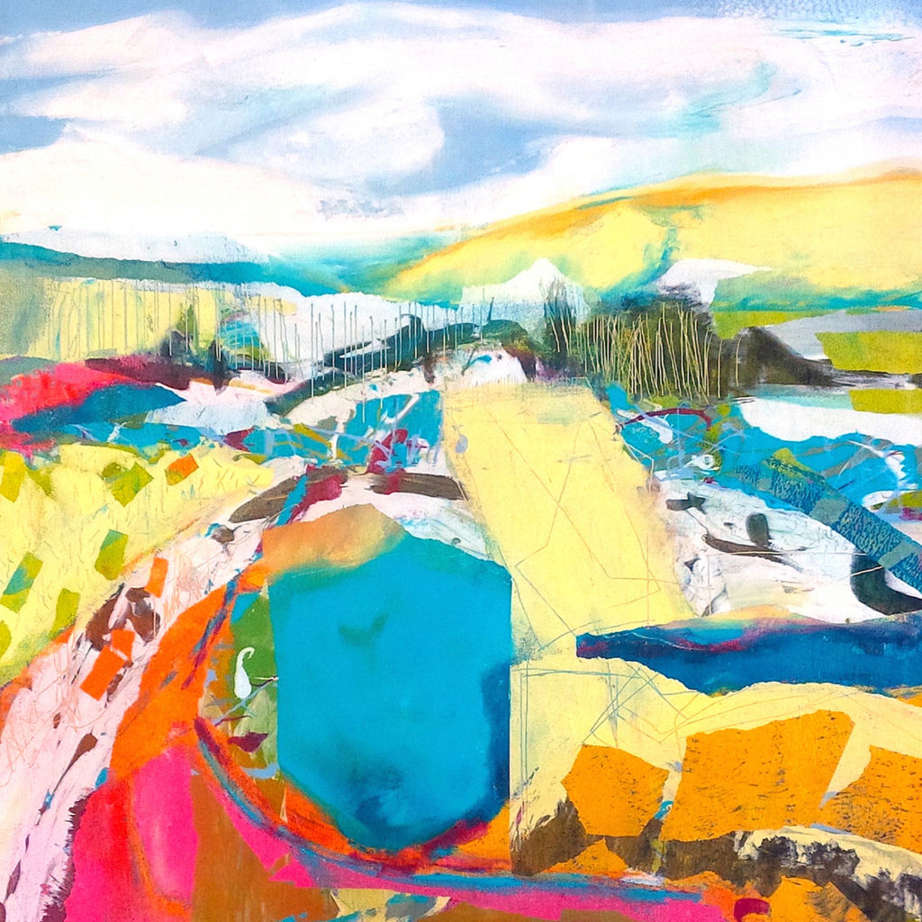 Spring Walk Silkscreen Painting Gail Mason