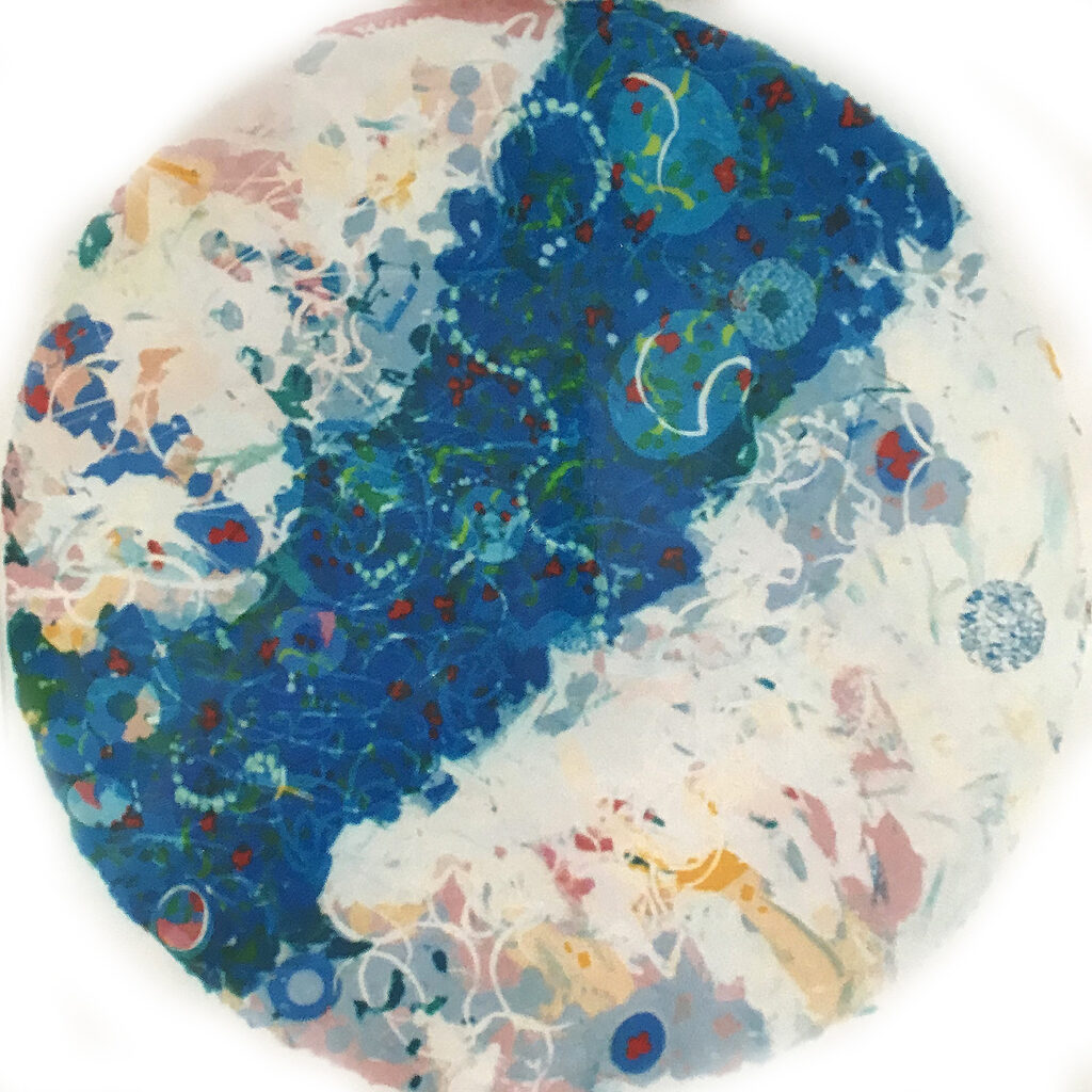 Deep Blue Silkscreen Painting Gail Mason