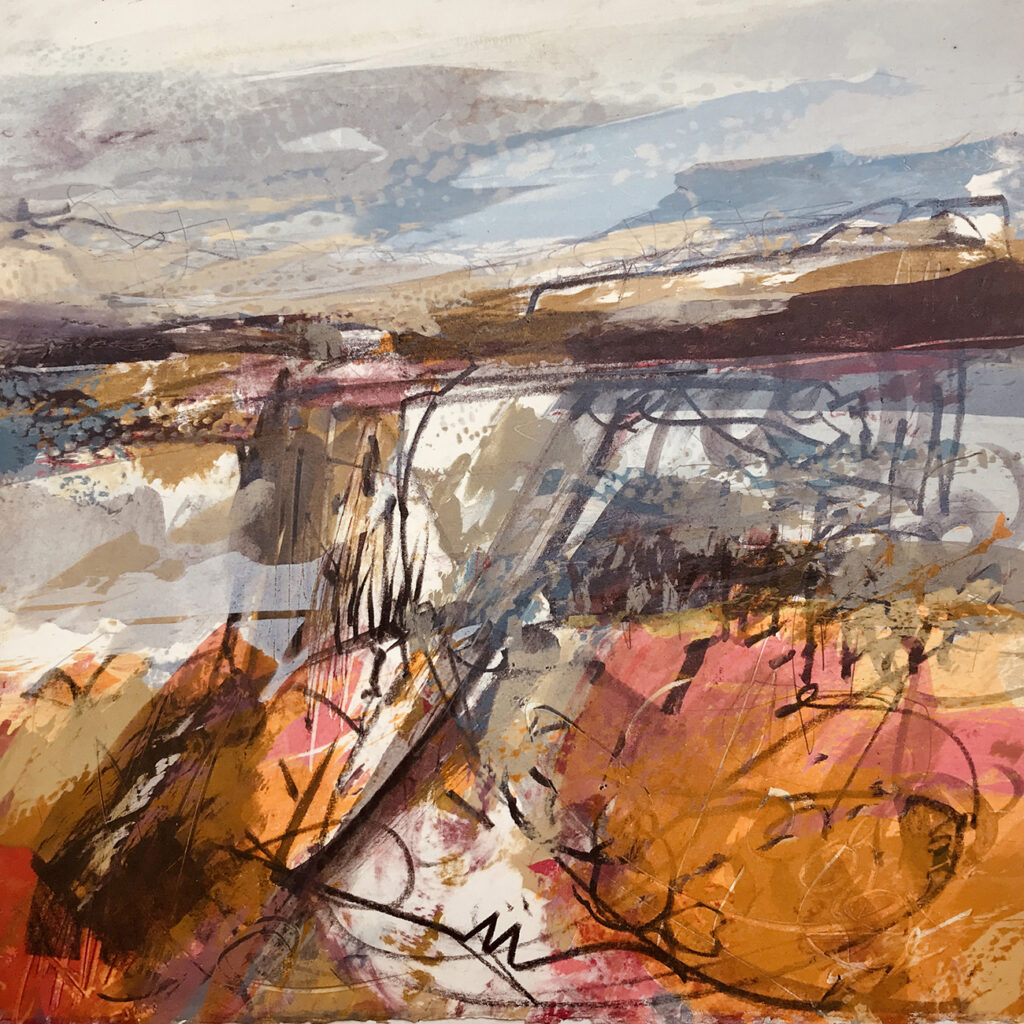 SOLD Land Series Silkscreen Painting Gail Mason