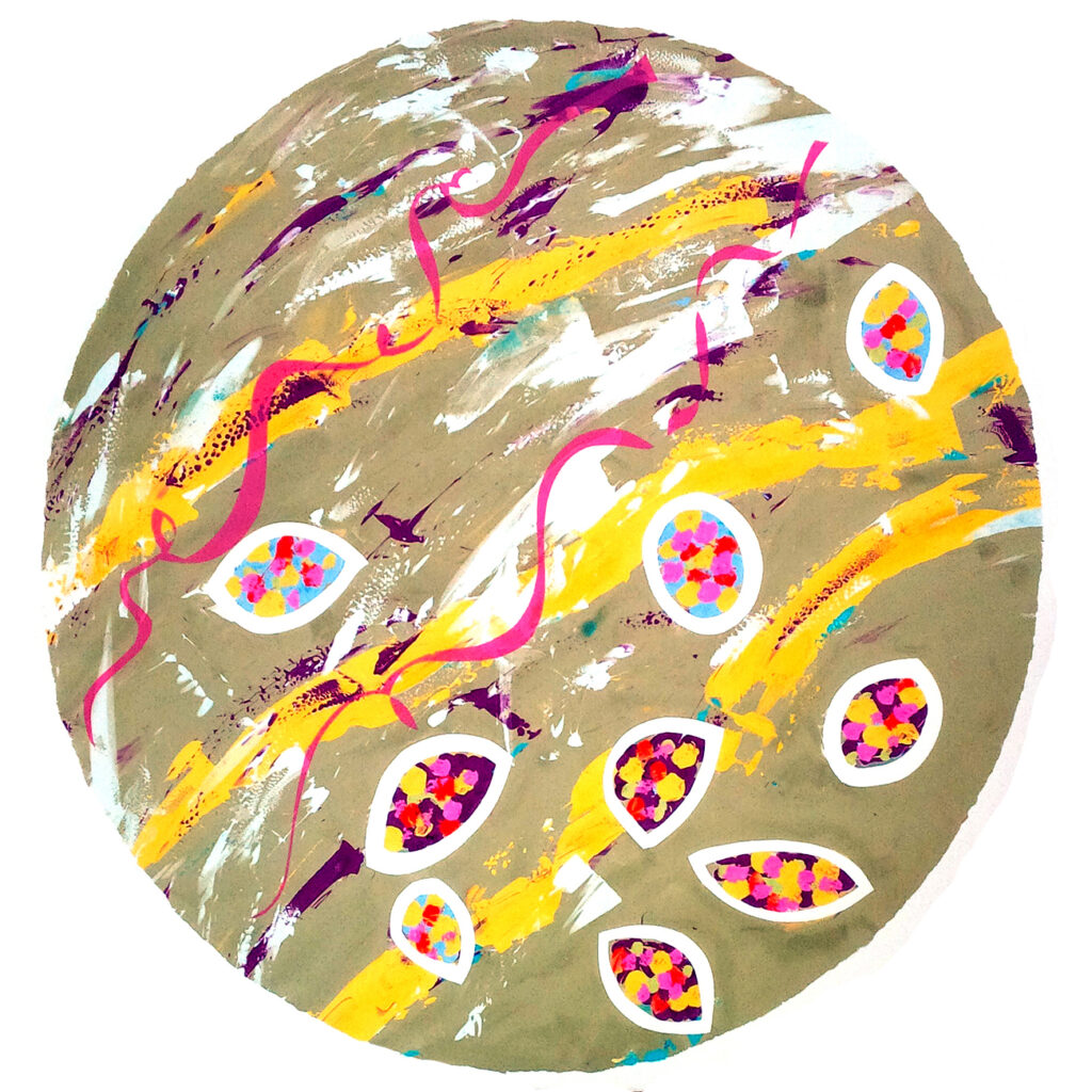 Green Between Silkscreen Painting Gail Mason