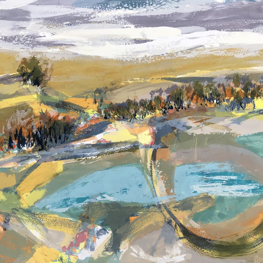 Harbour Silkscreen Painting Available 76x76 Gail Mason