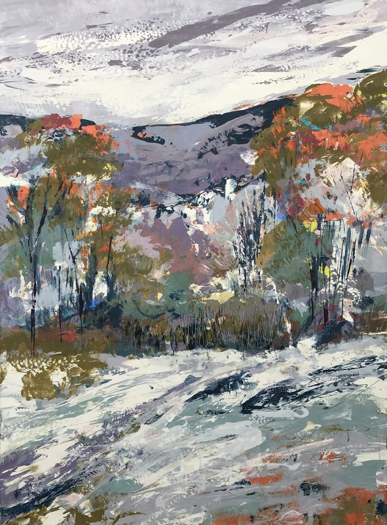 Shimmer Silkscreen Painting 76x54 SOLD Gail Mason