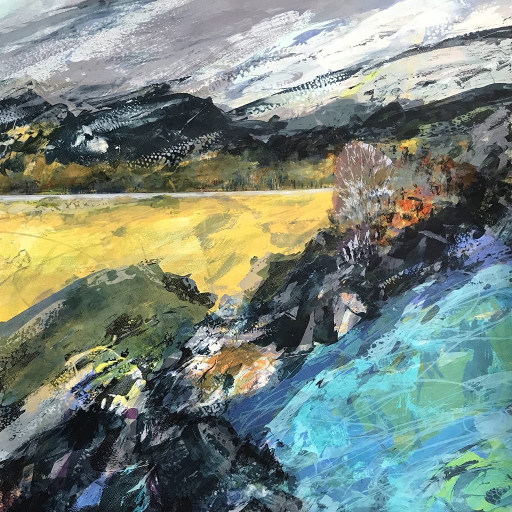 Glimmer Silkscreen painting 76x76 available Gail Mason