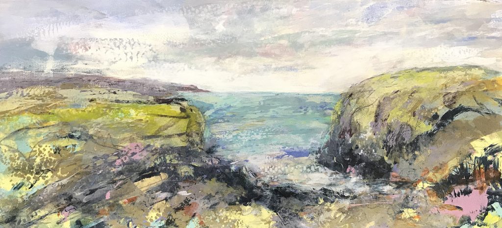 Sploosh! Silkscreen painting 76x35 Available Gail Mason