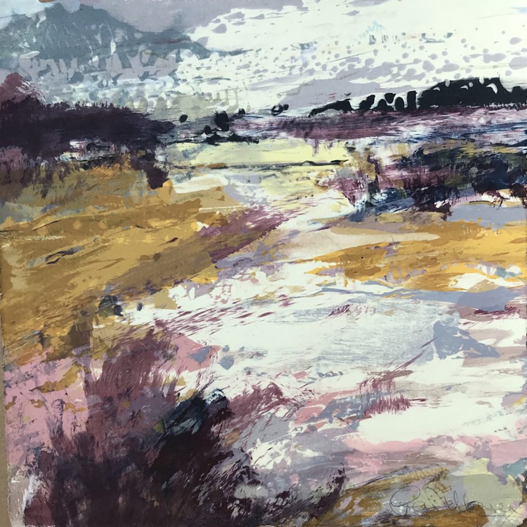 Land Series 85 Silkscreen painting 24x24cms SOLD