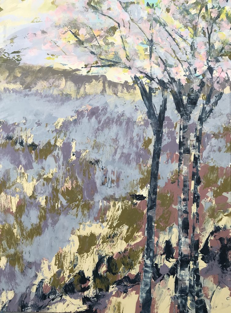 Haze Silkscreen painting 76x56 cm SOLD Gail Mason