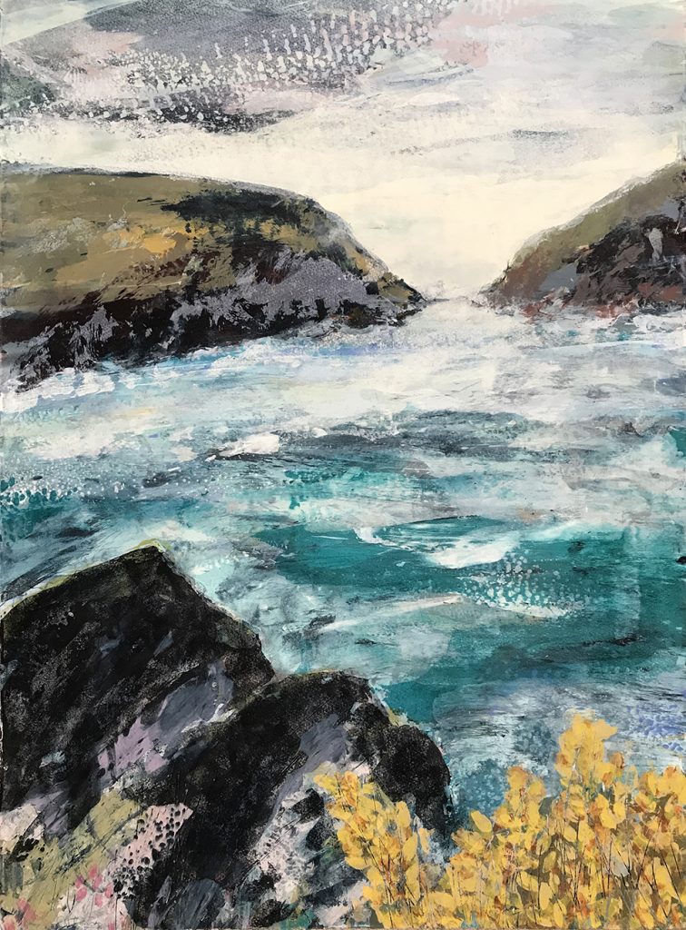 Gorse Silkscreen painting 76x56 cm available Gail Mason